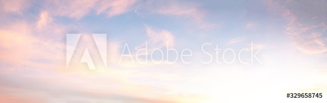 Picture of Light soft panorama sunset sky background with pink clouds